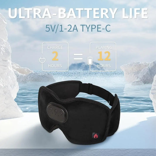 Heated Eye Mask with Bluetooth Headphones Wireless Sleep Eye Mask Headphones fo